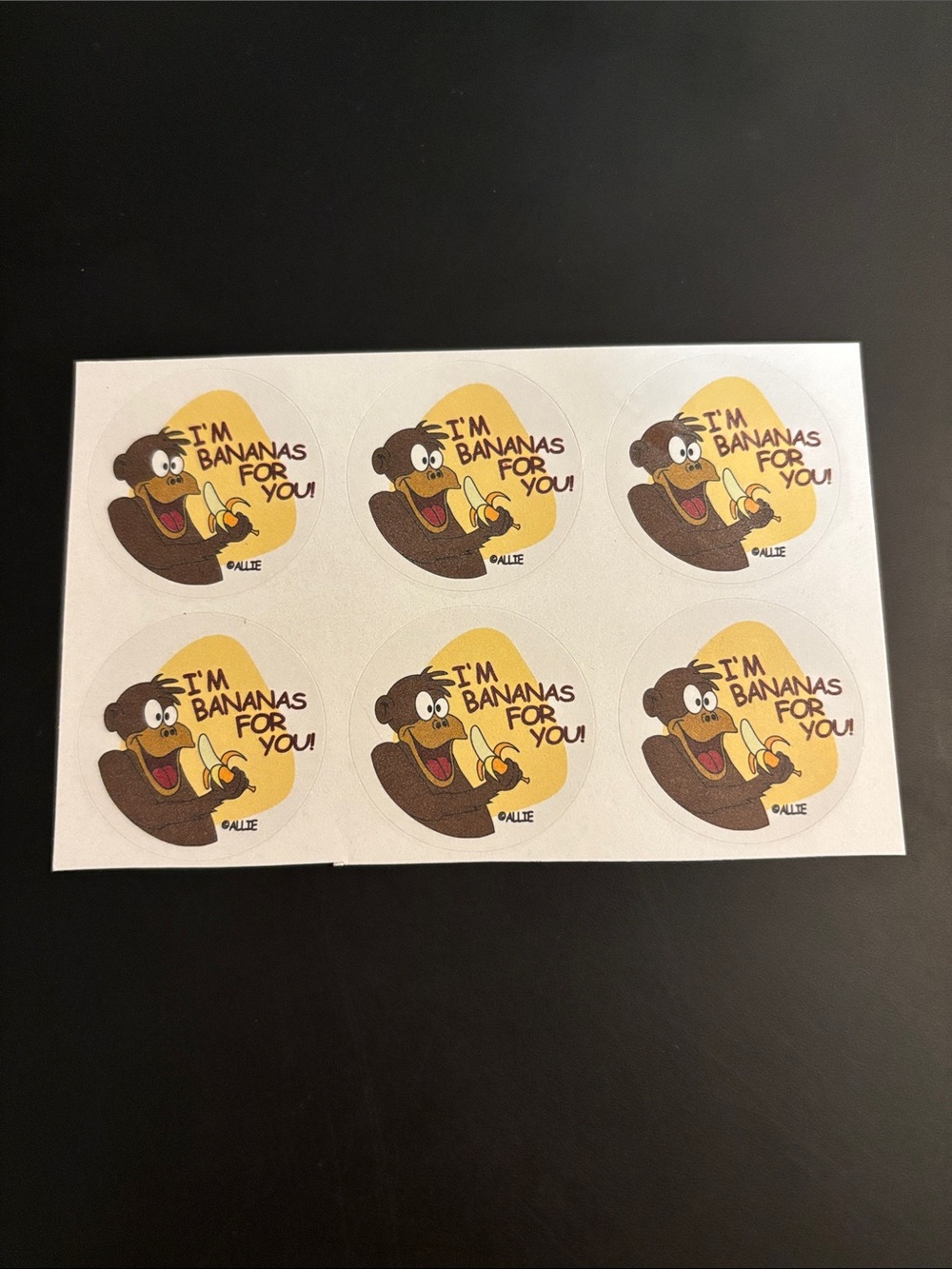 Vintage 80’s/ 90’s Allie Im Bananas For You! Scratch & Sniff Stickers Sheet
